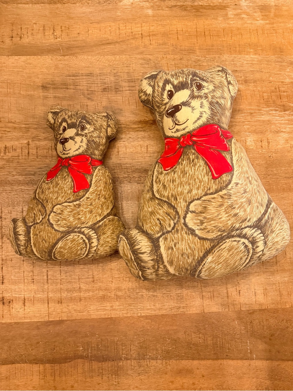 Vintage Teddy Bear Plush Pillow Cranston Hand Sewn Stuffed Animal and Baby Bear